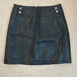 FREE PEOPLE Black Leather Mini Skirt